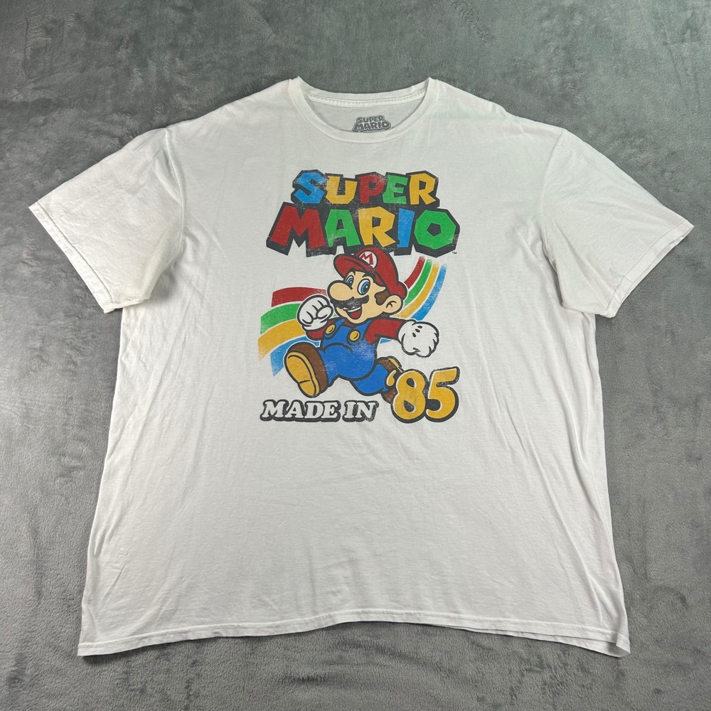 Super Mario Bros Made In 85 Graphic T-Shirt Mens XXL White Retro Nintendo Tee